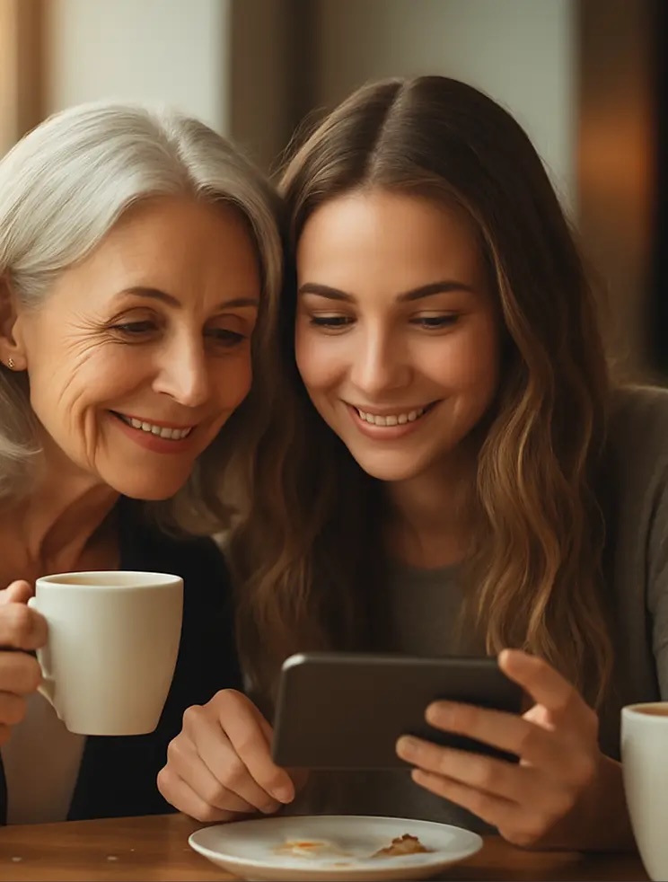 Mother and daughter sharing a moment together